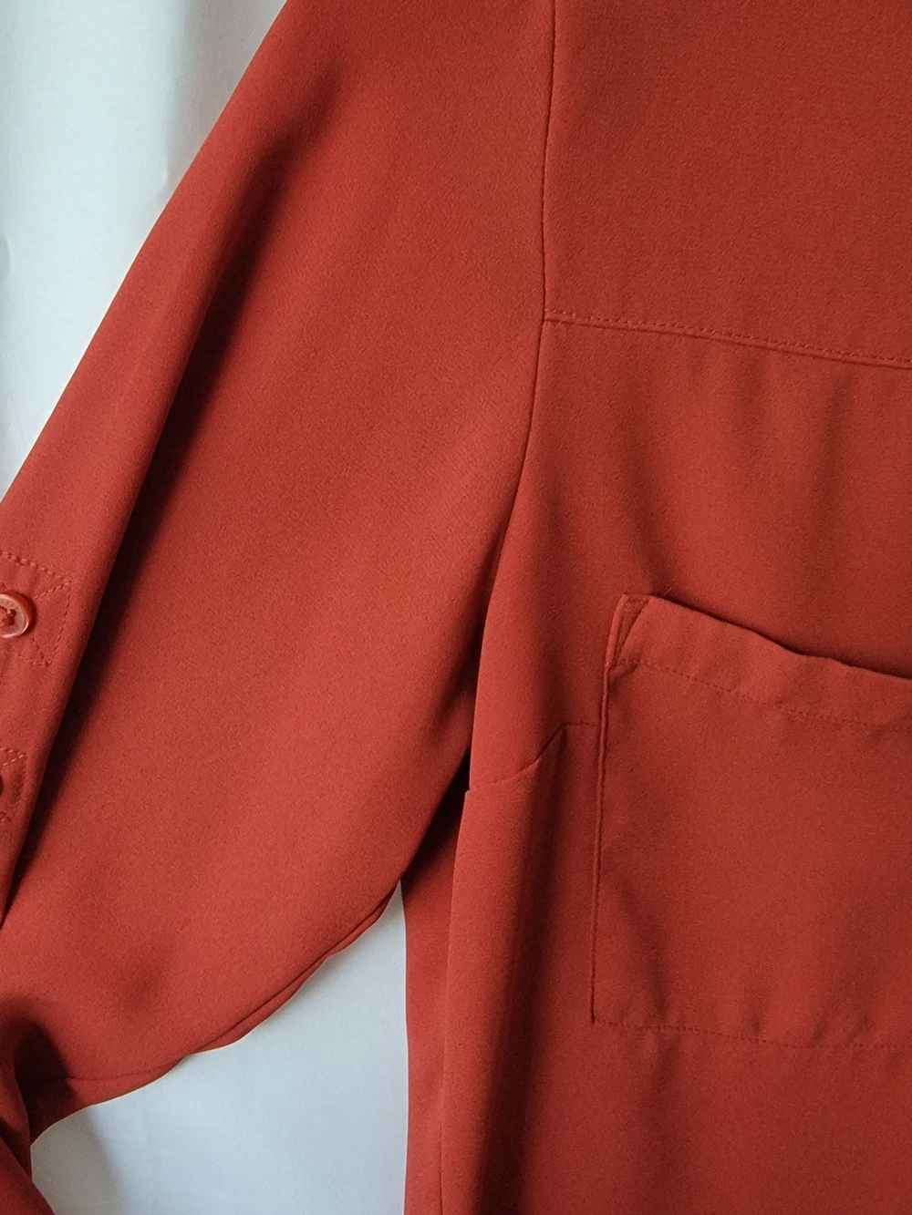 Express Women's Portofino Button-Down Long-Sleeve Blouse - Deep Orange Rust - Picture 2 of 5